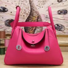 Hermes Rose Red Clemence Lindy 30cm Bag Replica