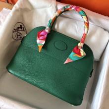 Cheap Imitation Hermes Vert Vertigo Clemence Bolide 27cm Handmade Bag