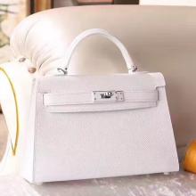 Imitation Hermes White Epsom Kelly Mini II 20cm Handmade Bag