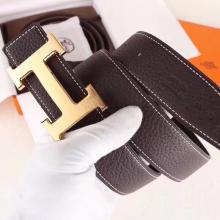 Hermes H Belt Buckle & Chocolate Clemence 32 MM Strap Replica