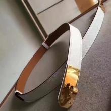 Luxury Replica Hermes White Epsom Kelly Belt With Gold Hardware