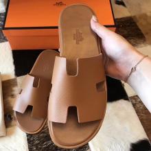 AAA Hermes Izmir Sandals In Brown Epsom Leather