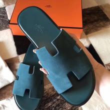 Fake Perfect Hermes Izmir Sandals In Green Suede Leather