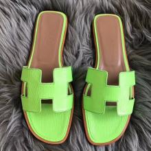 Copy 1:1 Hermes Oran Sandals In Apple Green Lizard Leather