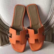 Perfect Faux Hermes Oran Sandals In Orange Epsom Leather