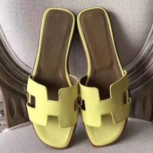 Cheap Replica Hermes Oran Sandals In Soufre Epsom Leather