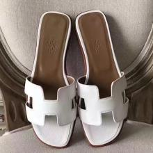 Imitation Hermes Oran Sandals In White Epsom Leather