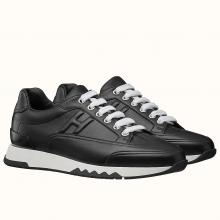 Knockoff Hermes Trail Sneaker In Black Calfskin Leather