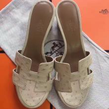 Best Cheap Hermes White Ostrich Oasis Sandals