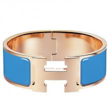 High Quality Hermes Blue Enamel Clic Clac H PM Bracelet