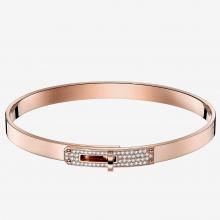 High End Replica Hermes Rose Gold Small Kelly Bracelet With Diamonds