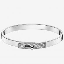 Best Replica Hermes Silver Small Kelly Bracelet With Diamonds