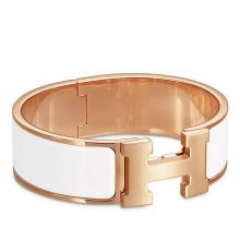 Luxury Fake Hermes White Enamel Clic Clac H PM Bracelet