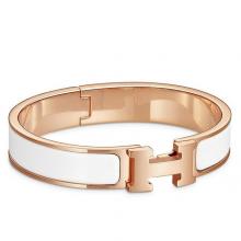 Hermes White Enamel Clic H PM Bracelet Replica