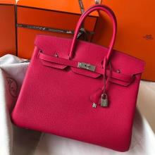 Copy Hermes Rose Red Clemence Birkin 35cm Handbag