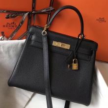 Imitation Hot Hermes Black Clemence Kelly 28cm Handbag