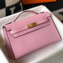 Luxury Hermes Kelly Pochette Bag In Mauve Sylvestre Epsom Leather