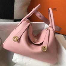 Hermes Lindy 26cm Bag In Pink Clemence With GHW