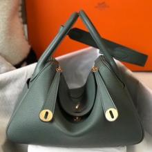 Top Quality Hermes Lindy 26cm Bag In Vert Amande Clemence With GHW