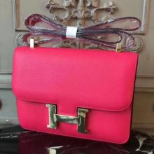 Knockoff Hermes Red Constance MM 24cm Epsom Leather Handbag