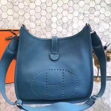 Perfect Hermes Blue Jean Evelyne III PM Messenger Bag