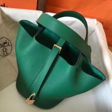 High End Hermes Vert Vertigo Picotin Lock PM 18cm Handmade Bag