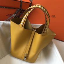 Hermes Yellow Picotin Lock 22 Bag With Braided Handles Replica