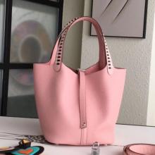 Designer Hermes Pink Picotin Lock 22cm Braided Handle Bag