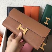 Hermes Brown Epsom Constance Long Wallet Replica