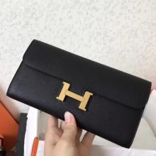 Replica 1:1 Hermes Black Epsom Constance Long Wallet