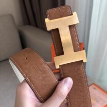 Faux Hermes Constance 2 Belt Buckle & Brown/White Epsom 42MM Strap