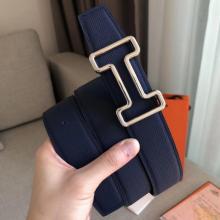 Luxury Fake Hermes Tonight 38MM Reversible Belt In Navy/Black Epsom Leather