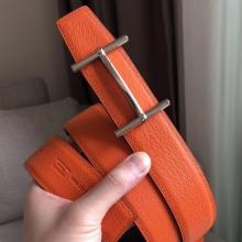 Discount Hermes H D’Ancre Reversible Belt In Orange/Noir Leather