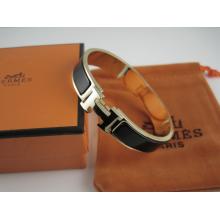 Hermes Black Enamel Clic H Bracelet Narrow Width (12mm) In Gold Replica