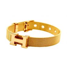 Copy Hermes H Logo Adjustable Band Bracelet Gold