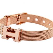 Knockoff Perfect Hermes H Logo Adjustable Band Bracelet Pink Gold
