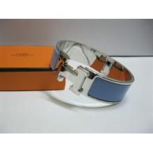 Hermes Blue Enamel Clic H Bracelet Narrow Width (18mm) In Silver