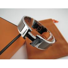 Hermes Brown Enamel Clic H Bracelet Narrow Width (18mm) In Silver Replica