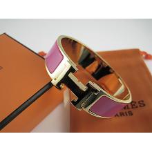 Hermes Peach Enamel Clic H Bracelet Narrow Width (18mm) In Gold Replica