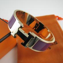 Hermes Purple Enamel Clic H Bracelet Narrow Width (18mm) In Gold