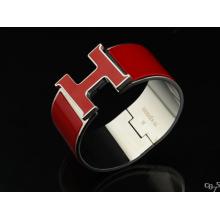 Hermes Red Enamel Clic H Bracelet Narrow Width (33mm) In Silver Replica