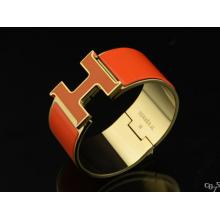 Faux 1:1 Hermes Orange Enamel Clic H Bracelet Narrow Width (33mm) In Gold