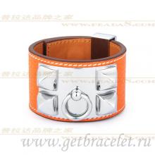 Best Cheap Hermes Collier De Chien Bracelet Orange With Silver