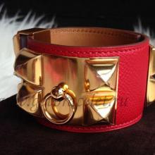 Hermes Collier De Chien Bracelet Red Gold