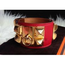 Hermes Collier De Chien Bracelet Red Gold