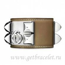 Hermes Collier De Chien Bracelet Taupe With Silver Replica