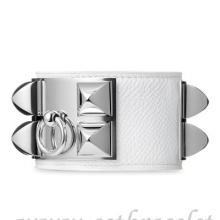 High Quality Hermes Collier De Chien Bracelet White With Silver