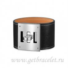 Hermes Kelly Dog Bracelet Black With Silver