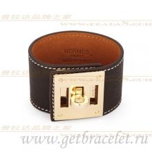 Copy Hermes Kelly Dog Bracelet Brown With Gold