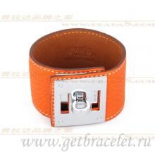 Replica Cheap Hermes Kelly Dog Bracelet Orange With Silver